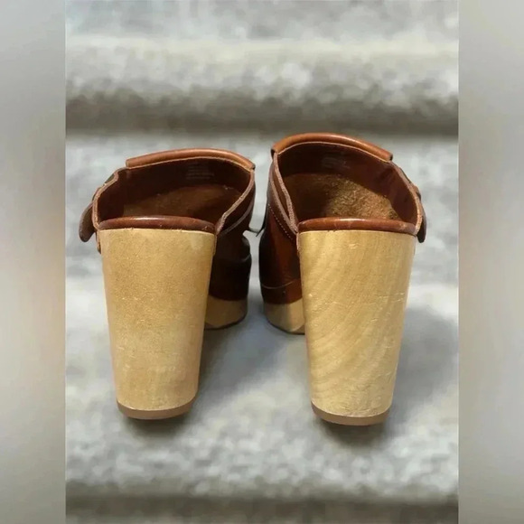 Madewell Kiltie Clogs Brown Fringe Mule Boho 70s Style Leather Wooden Women 8.5 - Picture 5 of 10